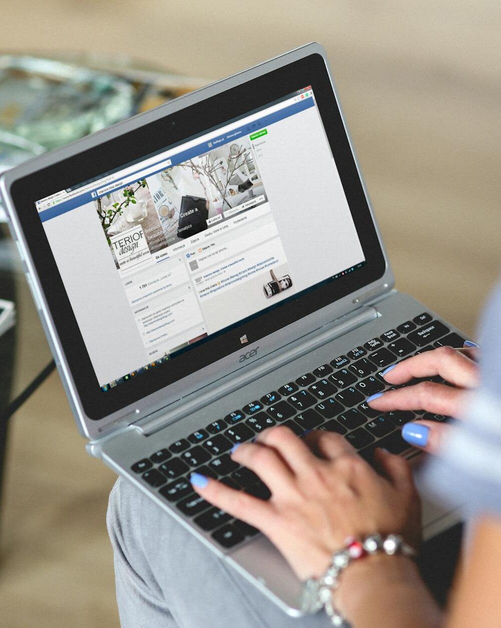 women typing on the notebook